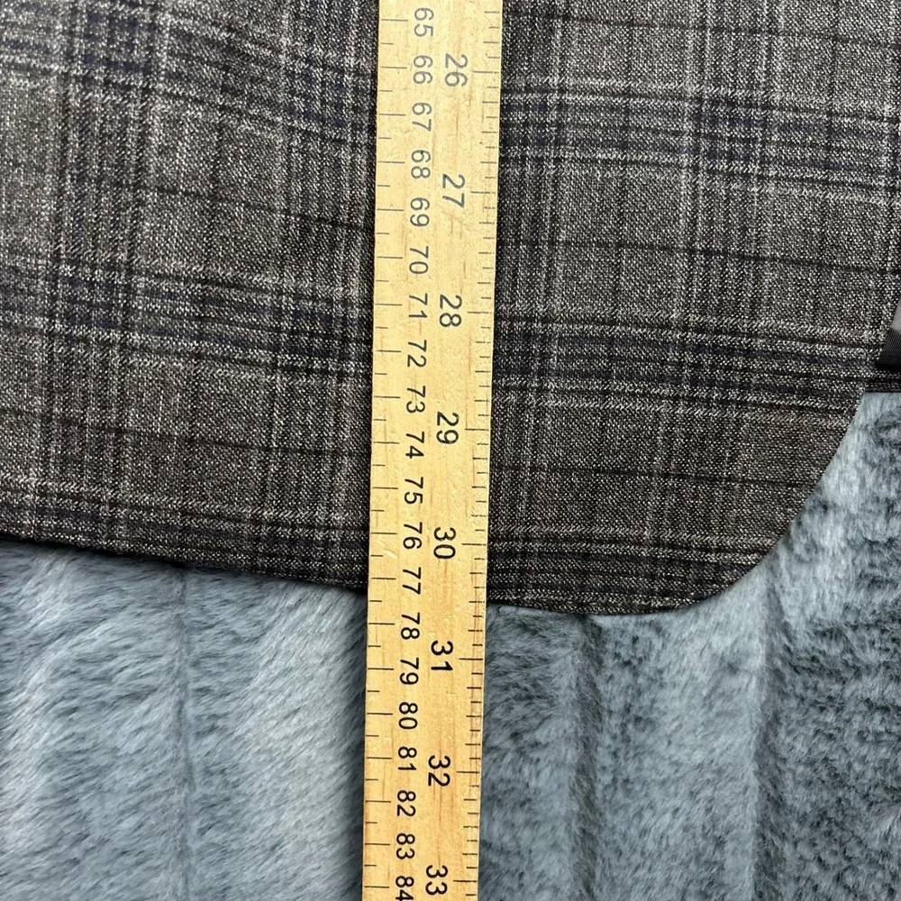 Calvin Klein Mens 42R Brown Plaid 100% Wool Natural Stretch Blazer Sport Coat